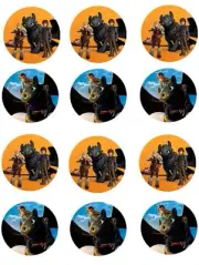 set of 12 how to train your dragon, edible paper, cupcake cookie toppers party