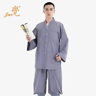 僧服/禪修服/和尚服/居士服 覺牌僧服絲光棉短褂春秋夏季薄款小褂套裝男女和尚比丘尼僧衣灰色【CM15051】