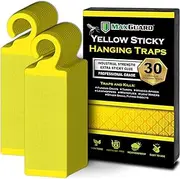 MaxGuard (30 Pack) Yellow Sticky Hanging Traps - Catch and Kill Fungus Gnats, Whiteflies, Mosquitos, Aphids, Leaf Miners, Flying Insect Catcher Glue Trappers for Indoor or Outdoor
