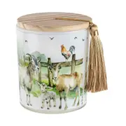 On The Farm Goat 300g Vanilla Scented Candle w/ Wood Lid & Tassel Home Decor
