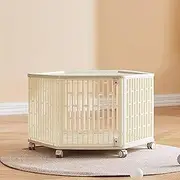 4-Tier Cat Cage, Cat Playpen Indoor, Cat Enclosures, Ventilation and Breathability, with Lock, Universal Wheel, Off-white, Kitten Cage, for 1-3 Cats(1 layer)