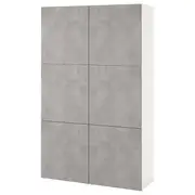 BESTÅ storage combination with doors, white Kallviken/light grey concrete effect, 120x42x193 cm