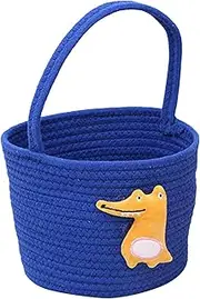 Portable Storage Basket, Multi-Purpose Storage Basket, Soft Woven Laundry Bin, Portable Toy Organizer, Reinforced Handles, Lightweight Foldable, Blue, for Baby & Pet Items