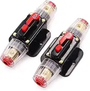 2 Pack 60A Audio Inline Circuit Breaker 12V with Manual Reset,Fuse Holder 60 amp Restable for 12V-24V DC Car Audio, Stereo Switch and Solar Inverter System