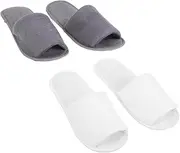 Baluue Hotel Lightweight Slippers 2 Pairs Women's Folding Slippers Non-slip Home Slides