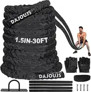 Hokyzam Battle Rope Exercise Training Rope Heavy Weighted Rope 1.5/2 Inch Diameter 30Ft Professional Workout Battle Ropes with Protective Cover Exercise Equipment Core Strength Training for Men Women