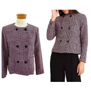 Perri Cutten Size 14 Pink & Navy Blue Yves Front Double Breasted Jacket NWT