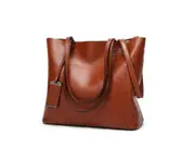 Fashion Retro Pu Leather Large-Capacity One-Shoulder Handbag - Brown