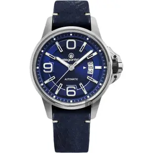 【elegantsis 愛樂時】JT55A 復古潮流機械錶-藍/44mm(ELJT55A-NU02LC)