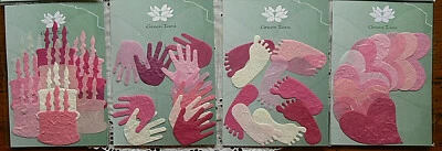 DIE CUTS - PINK - Cake Hands Feet Hearts - Hand Made Paper 4 Choice Green Tara A