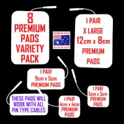Dr TENS compatible TENS EMS ELECTRODE PADS - 8 PADS - 4 SIZES - 2 of EACH SIZE