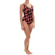 Orig. $166 Miraclesuit 10 40 Swimsuit Zip Neck Gridlock Ricki 1 Piece