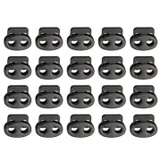 20Pcs Alloy Spring Cord Lock Ends Toggle for Shoelaces Bright Black 17x14.7mm