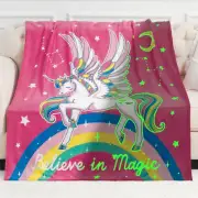 Unicorn Gifts Toys for Kids Girls - Glow in the Dark Blanket Age 1-13 Years Old