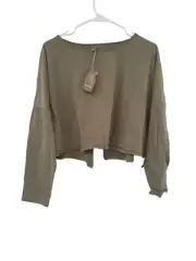 One X One Teaspoon The Luxe Crop Supima Cotton Long Sleeve Tee Shirt Size M/L