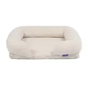 Teddy Fleece Memory Foam Sofa Dog Bed with Bolster (Cream) - Medium