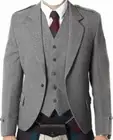 Men's Scottish Grey Tweed Argyle Kilt Jacket & Vest Highland Wedding Kilt Jacket