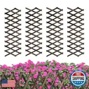 4 Pcs Expandable Garden Trellis, Wooden Lattice Wall Fence Trellis for Climbi