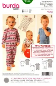 Burda Sewing Pattern 9384 Burda Baby Bodysuit and Jumpsuit