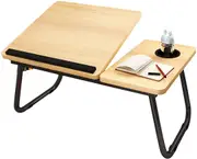 Laptop Bed Table, Foldable Portable Lap Standing Desk with Cup Slot