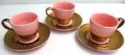 Classic Coffee Tea 6-PC SET Pink & Gold Ceramic ESPRESSO Coffee Mug Cup & Saucer