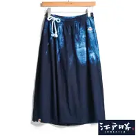 在飛比找Yahoo奇摩購物中心優惠-EDOKATSU 江戶勝 靛藍系列 半扎染禪風裙-女-原藍磨