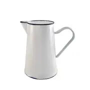 Urban Style Enamelware 2L Pitcher Water/Juice Jug Container w/ Blue Rim White