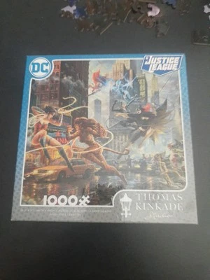 Thomas Kinkade Studios DC JUSTICE LEAGUE 1000pc 26.6" x 19" Puzzle w/Poster!