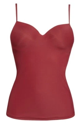 NWT Hanro Allure Bra Cami Sz 32A Dark Burgundy Underwire Lined Seamless Tagless