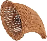 Cabilock Chic Woven Ox Horn Shaped Storage Basket Multi Purpose Decorative Basket for Fruits Snacks and Home Organization Natural