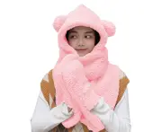 Girls winter warm cartoon plush hat for girls - Pink