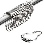 Uigos Shower Curtain Hooks Rings, Rust-Resistant Shower Curtain Hooks Rings for Bathroom Shower Rods Shower Hooks for Curtain - Set of 12, Chrome