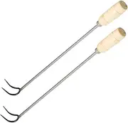 Ciieeo 2pcs Ham Hooks Pork Hook Sticks for Meat Processing Drying and Smoking with Comfortable Handles Easy to Clean and Resistant