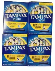 4x Tampax Pearl Tampons Regular Unscented 18 Ct