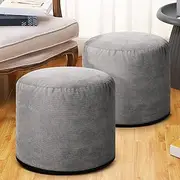 Teenyyou 2 Pcs Unstuffed Pouf Cover Ottoman Foot Rest Corduroy Foot Stool 20 x 15 Inches Floor Bean Bag Floor Chair Storage for Living Room Bedroom Home Decor, No Filler