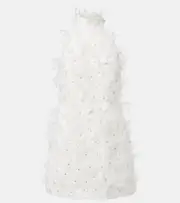 [Rebecca Vallance] Rebecca Vallance Bridal Meha feather-trimmed minidress UK 14 white