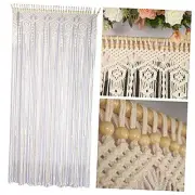 Macrame Curtains Boho, Beaded Curtains For Doorways, Macrame Wall Beige