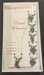 Living Quarters Leaf/ Leaves Wine Glass Drink Charms Set of 6 Great Gift! NOS