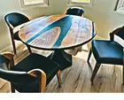 Black Resin Epoxy Coffee Table Top Handmade Acacia Wood Counter Top Desk Home