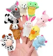 Reswealrc Finger Puppets Set, 10/12pcs Cloth Velvet Puppets Mini Animals Zoo Babies Storytime Toy Tiny Hands for Playtime Schools