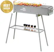 Commercial Charcoal Hibachi BBQ Grill, 100x18cm, Portable - Skewers