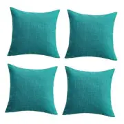 Set of 4 Throw Pillow Covers Neutral Textured 18" x 18" (Pack of 4) Teal Blue