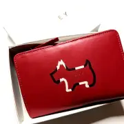 NWT RADLEY LONDON Billfold Wallet Leather Red Coin Purse Boxed Burgundy Scottie