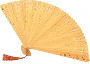 CHILDWEET Bamboo Folding Hand Fan with Tassel Classic Chinese Style Handheld Fan for Dance Parties and Decor Design with Strong Bamboo Ribs Easy One Hand Operation