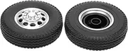 2Pcs Aluminium Alloy 10 Holes Hub with Tyre Skin Front Tire for Tamiya Truck 1/14 RC Part