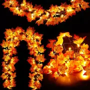 [ Timer & Thicker Leaves ] 3 Pack Fall Garland Lights Thanksgiving Decorations H