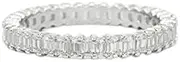 [HEARTS AND YOU] 2.5ct Wedding Ring Band Emerald Cut Moissanite Full Eternity White Gold Plated