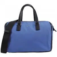在飛比找PChome24h購物優惠-agnes b.素面皮革飾邊兩用波士頓包(藍)