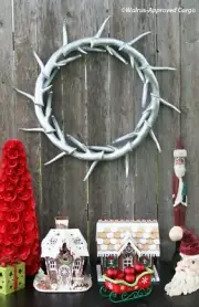 CRATE & BARREL (CB2) DONNER SILVER ANTLER WREATH -NIB- HANG WITH CHIC NOEL DÉCOR