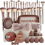 Makeup Brush and Sponge Set,56X Foundation Blush Concealer Brushes Kit - Beauty Tools Accessories with Blender Sponge for Home, Travel, Outdoor